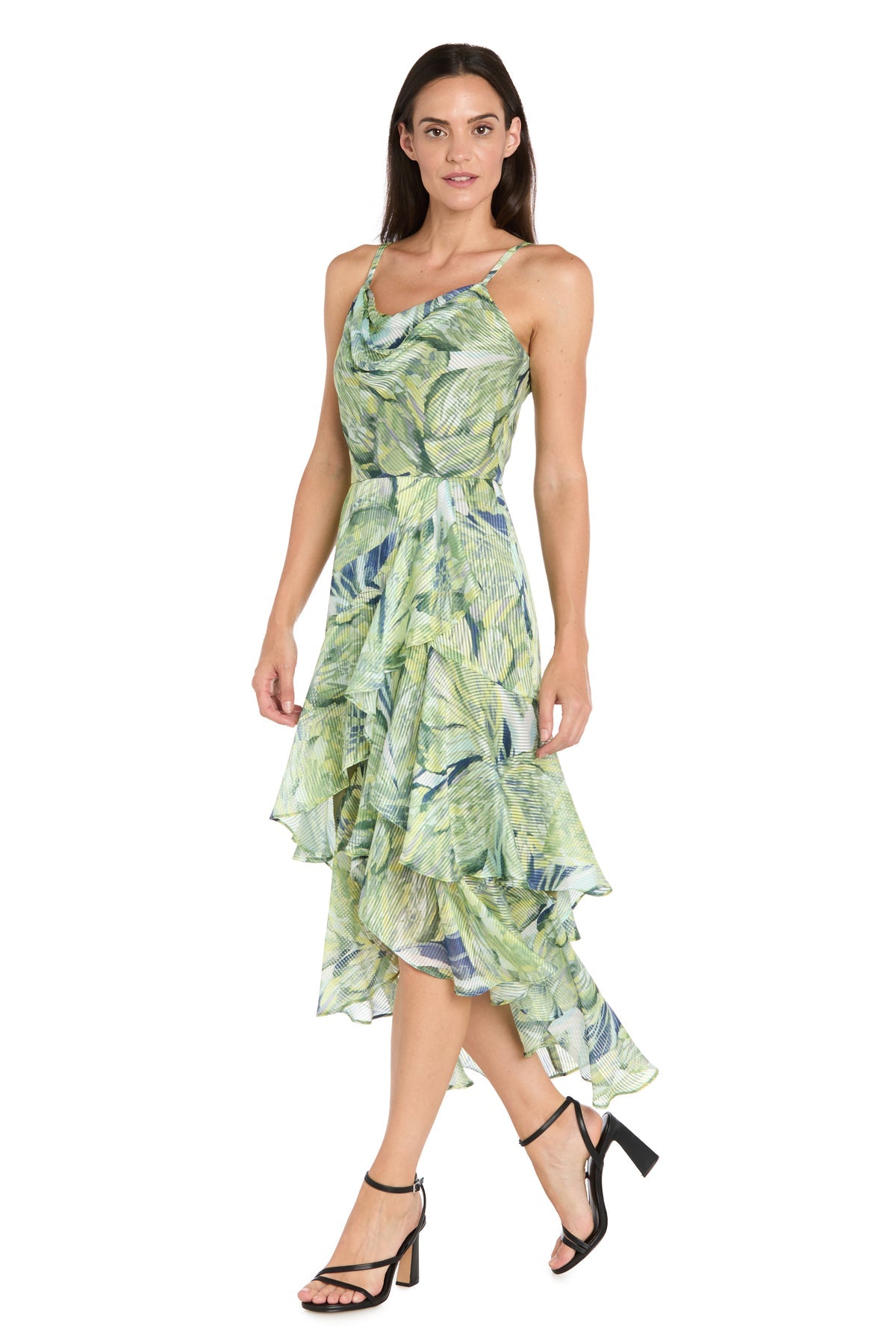 Cocktail Dresses Midi Ruffle Formal Cocktail Dress R&M Richards 4232 Emerald