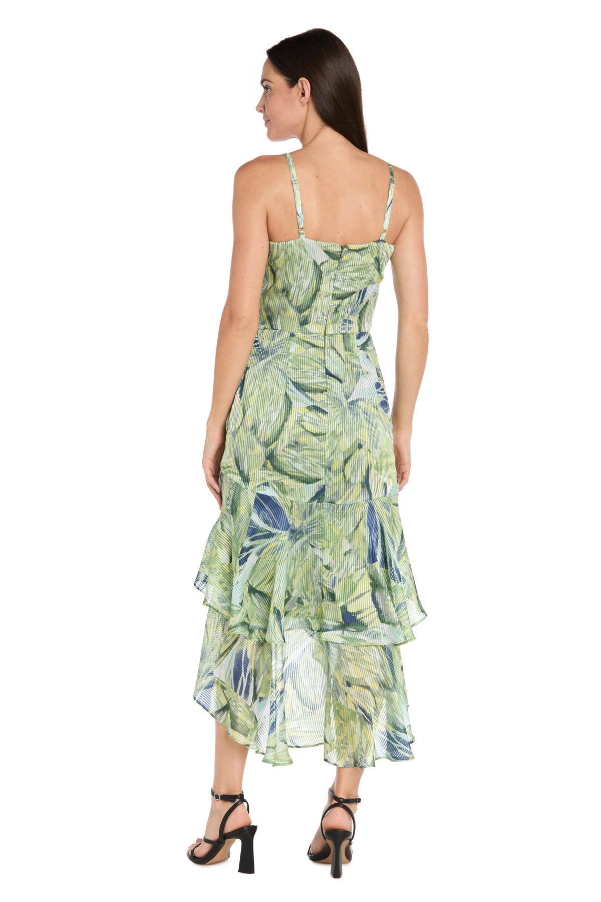 Cocktail Dresses Midi Ruffle Formal Cocktail Dress R&M Richards 4232 Emerald