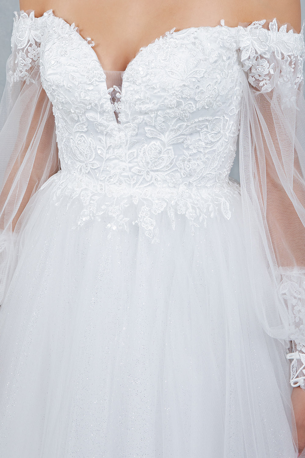 Wedding Dresses Long Bridal Gown A Line Lace Wedding Dress Off White