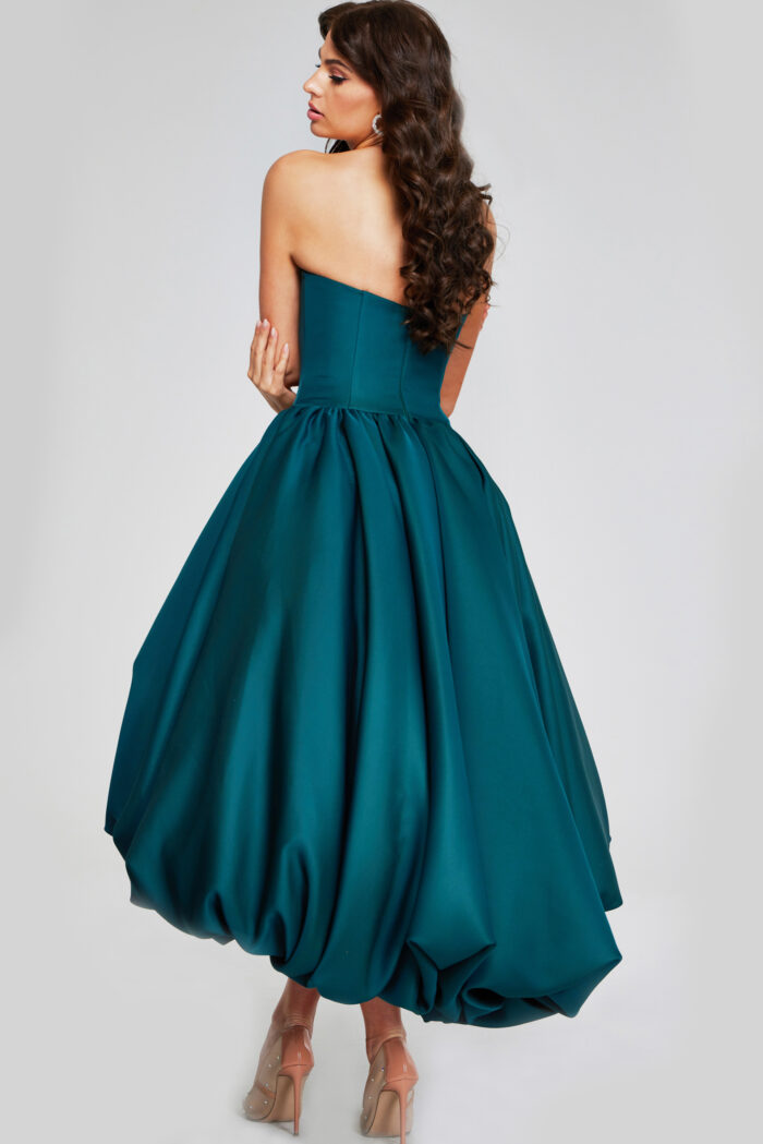 Formal Dresses Pleated High Low Ball Gown Formal Prom Dress Dark Green