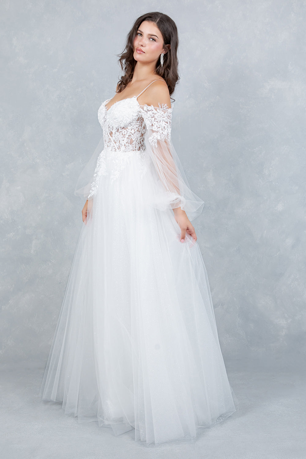 Wedding Dresses Long Beaded Lace Bridal Sequin Wedding Dress Cinderella Couture 4234 Off White