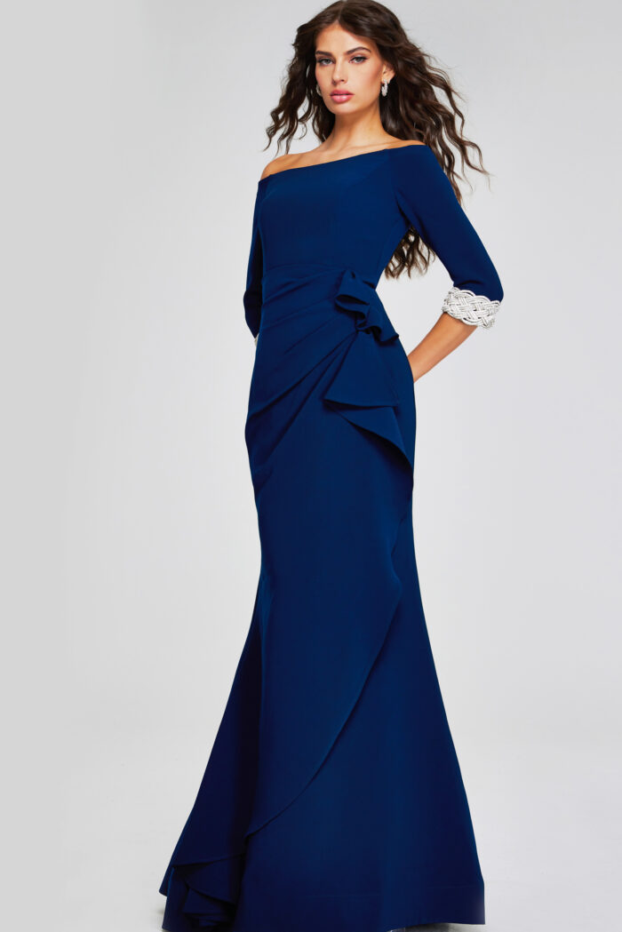 Formal Dresses Beaded Mermaid Long Formal Evening Dress Navy