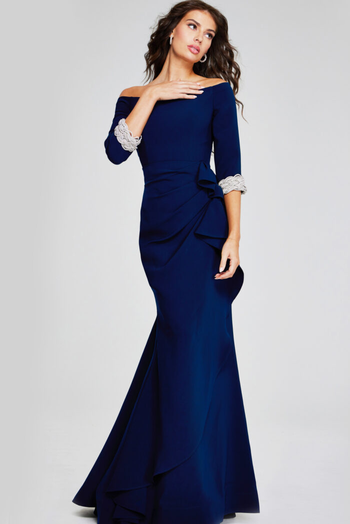 Formal Dresses Beaded Mermaid Long Formal Evening Dress Navy