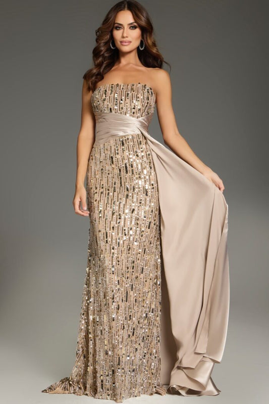 Prom Dresses Prom Long Beaded Formal Evening Dress Nude/Gold