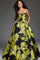 Prom Dresses Long A Line Floral Print Formal Prom Dress Yellow/Black