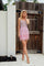 Cocktail Dresses Short Homecoming Fitted Fringe Dress Pink