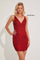 Cocktail Dresses Fitted Short Beaded Homecoming Dress Red