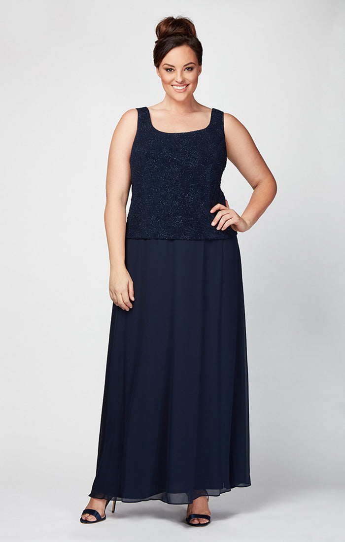 Alex Evenings 425053 Long Glitter Plus Size Formal Jacket Dress