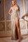 Prom Dresses Sequined Long Fitted Formal Evening Prom Dress Nude/Gold Multi