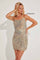 Cocktail Dresses Short Homecoming Beaded Mini Dress Nude