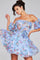 Cocktail Dresses A Line Short Homecoming Printed Cocktail Dress Light Blue