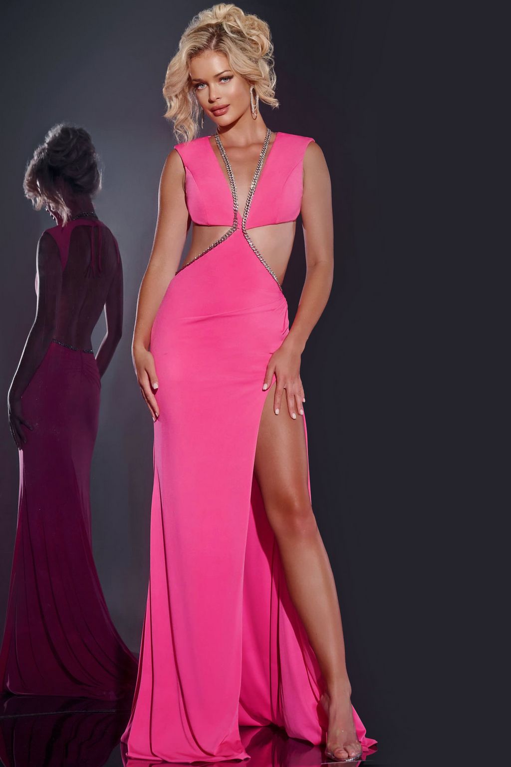 Prom Dresses Prom Long Beaded Fitted Formal Dress Hot Pink