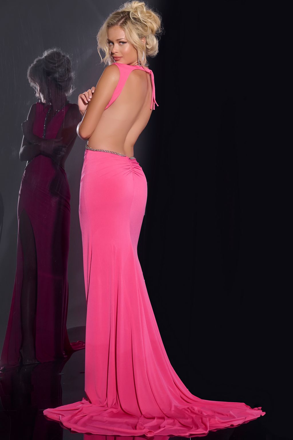 Prom Dresses Prom Long Beaded Fitted Formal Dress Hot Pink