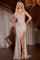 Prom Dresses Formal Long Fitted Slit Sequin Prom Dress Nude