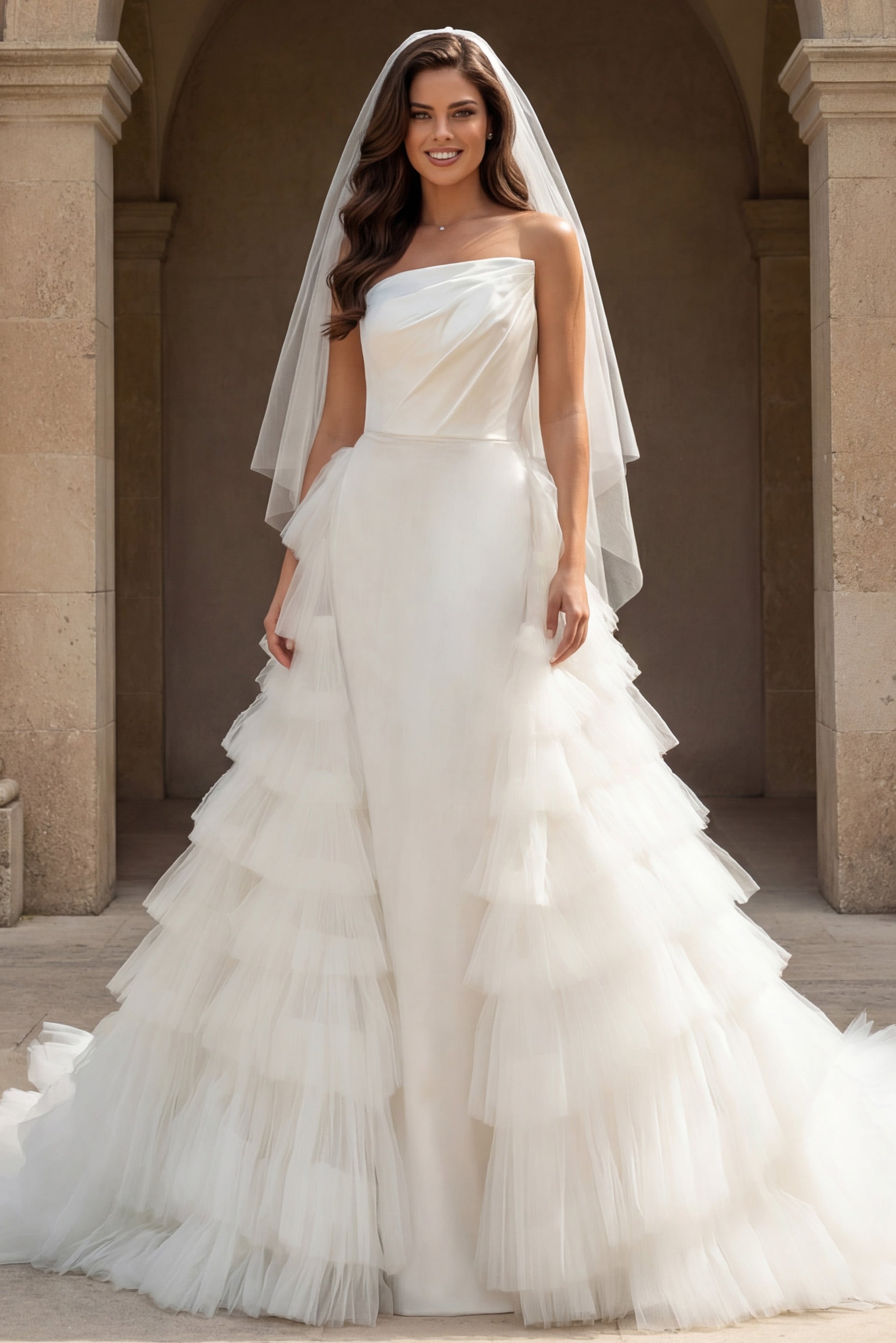 Strapless Floor-Length Tulle Wedding Ball Gown Jovani JB42769