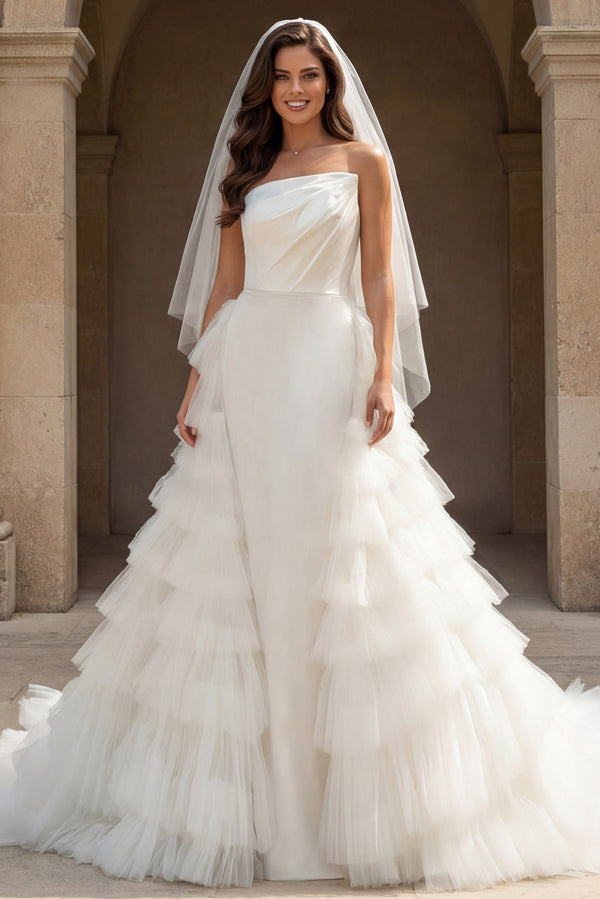 Strapless Floor-Length Tulle Wedding Ball Gown Jovani JB42769