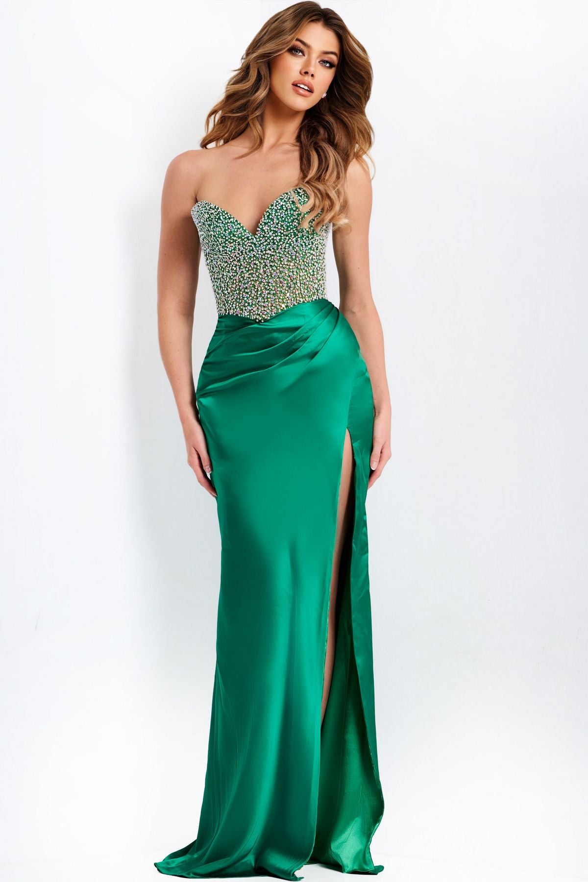 Prom Dresses Formal Long Beaded Corset Prom Dress Emerald