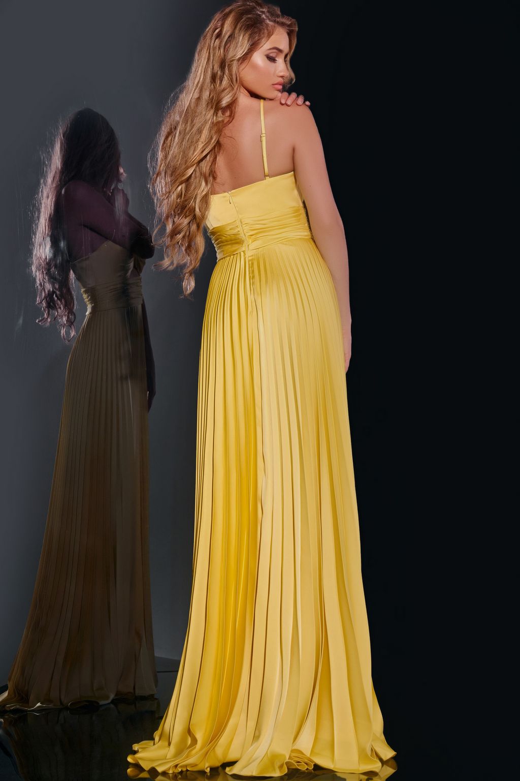 Prom Dresses Long Formal A Line Pleated Prom Dress Yellow