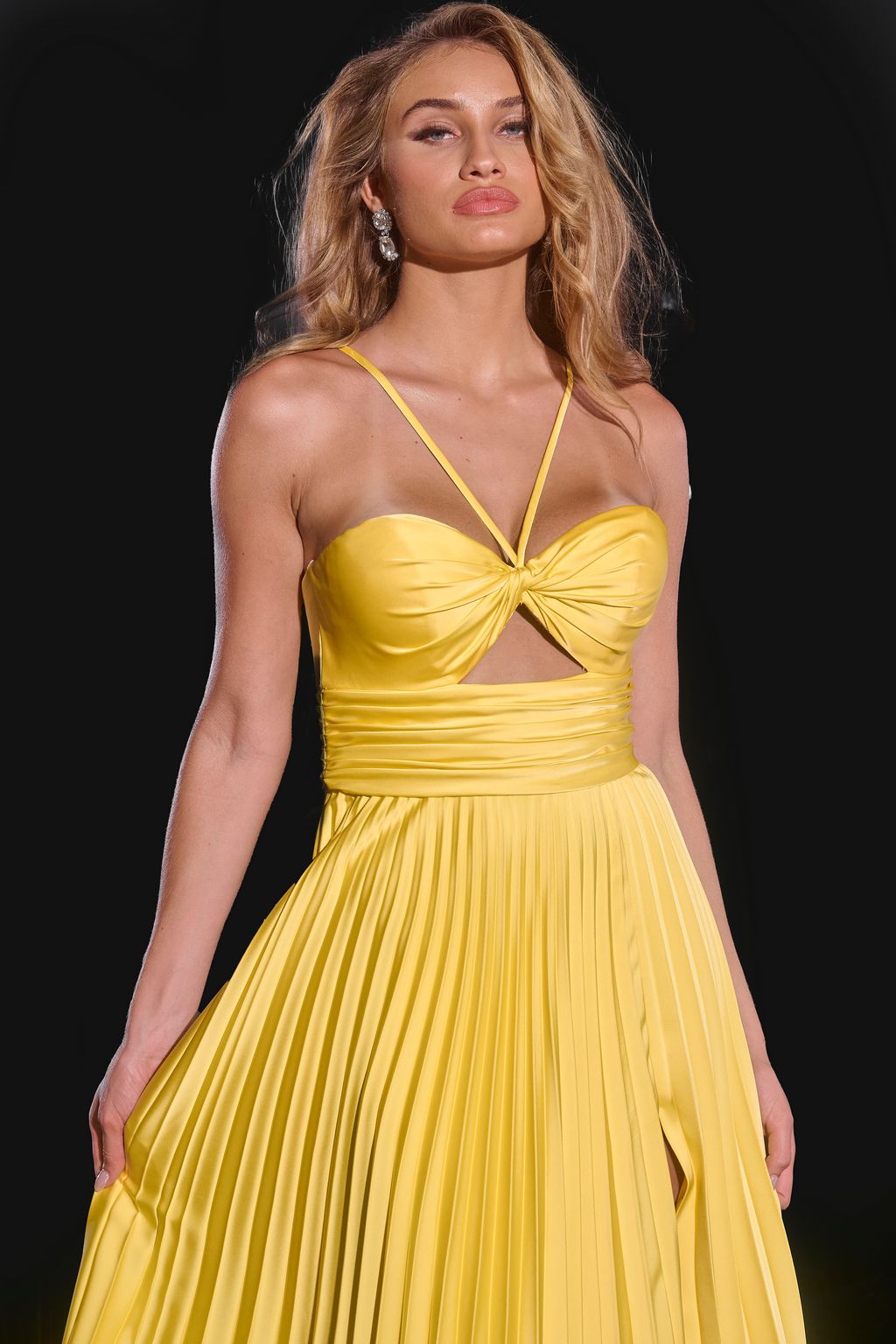 Prom Dresses Long Formal A Line Pleated Prom Dress Yellow