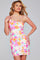 Cocktail Dresses Short Fitted Printed Sequin Cocktail Dress Orange/Fuchsia