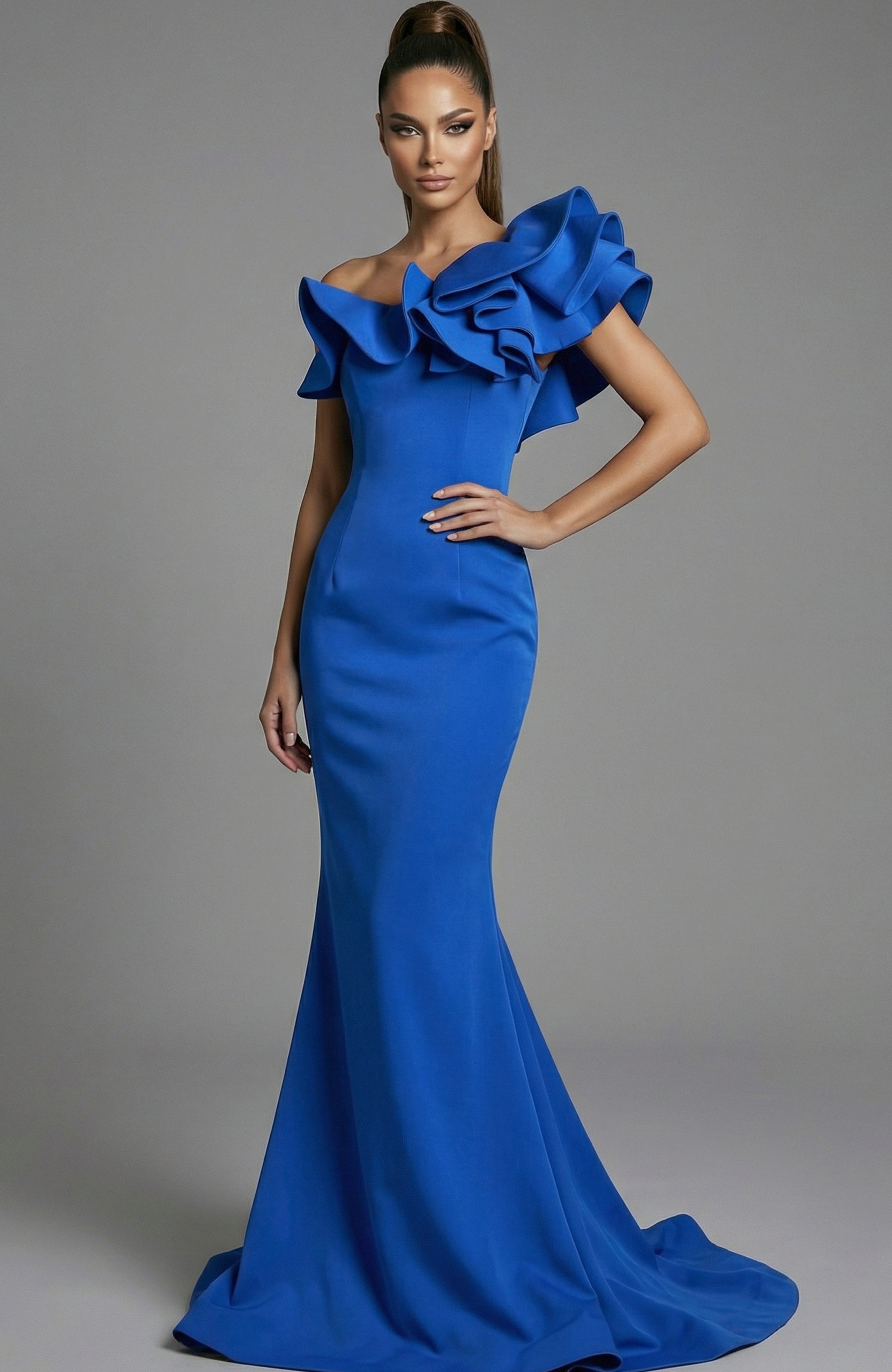 Prom Dresses Ruffle Long Mermaid Formal Prom Dress Jovani 43000 Royal