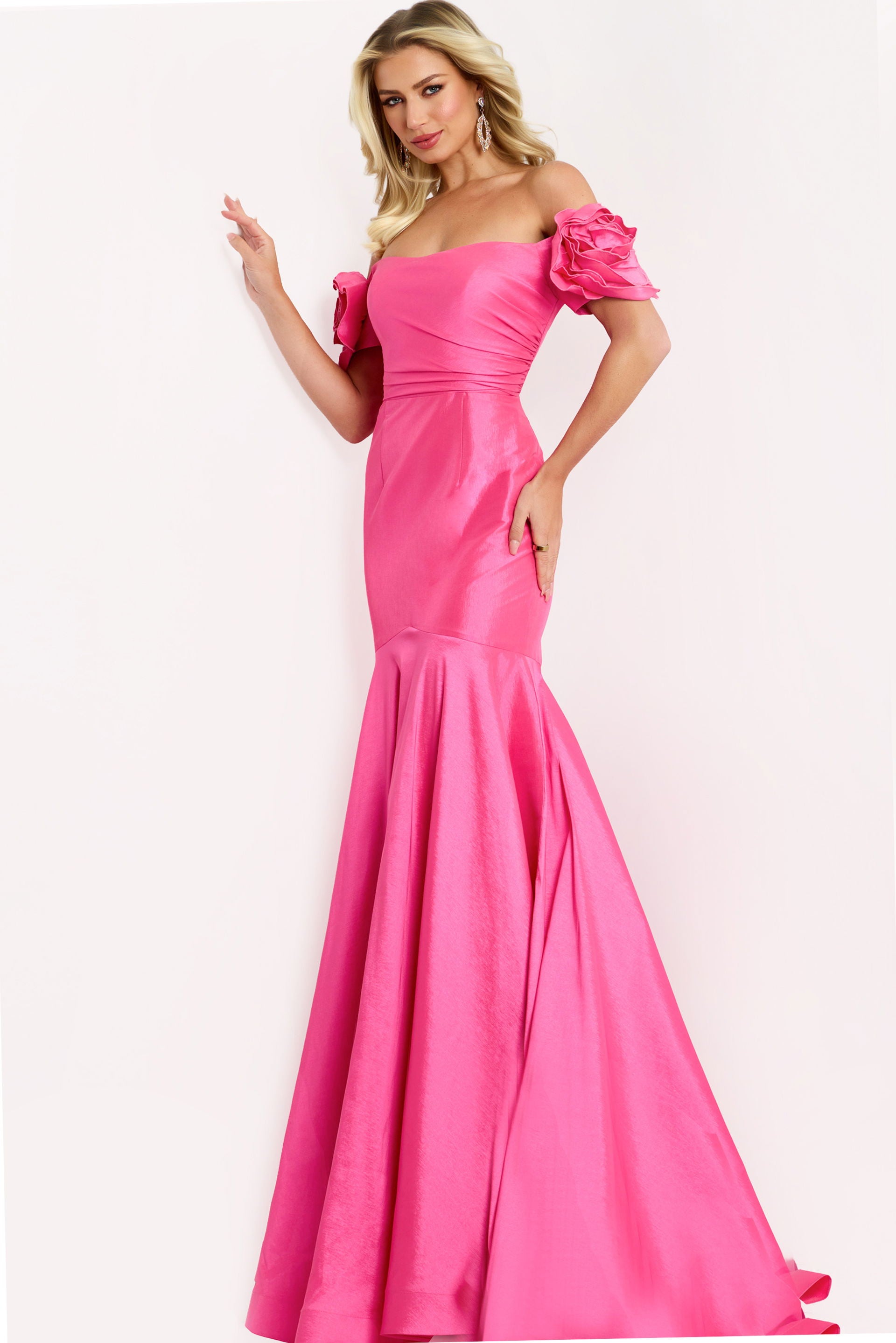 Prom Dresses Mermaid Long Formal Floral Evening Prom Dress Jovani 43015 Pink