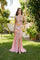 Prom Dresses Long Formal Slit Beaded Prom Dress Pink Multi