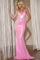 Prom Dresses Metallic Long Fitted Formal Strappy Back Prom Dress Light Pink