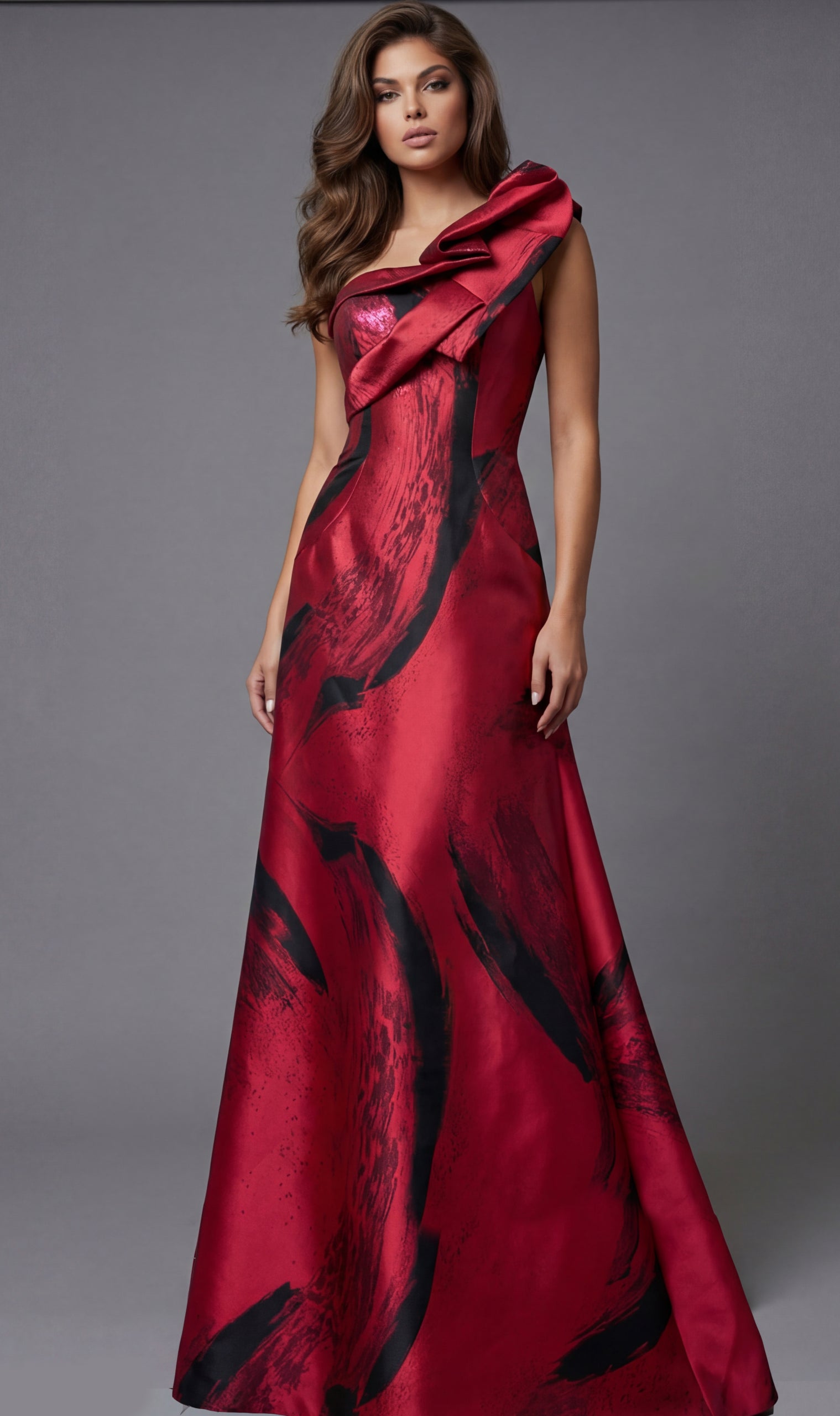 Prom Dresses Long Formal Print Evening Prom Dress Jovani 43047 Crimson