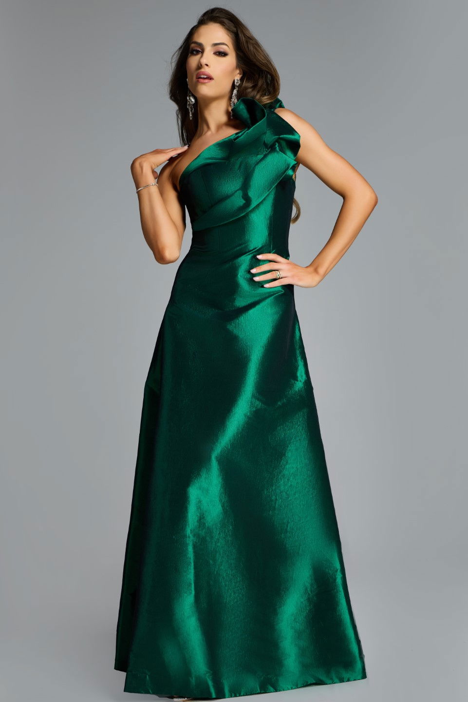 Formal Dresses A Line Long Ruffle Formal Dress Jovani 43048 Green