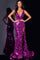 Prom Dresses Fitted Sequin Formal Slit Beaded Prom Dress Violet