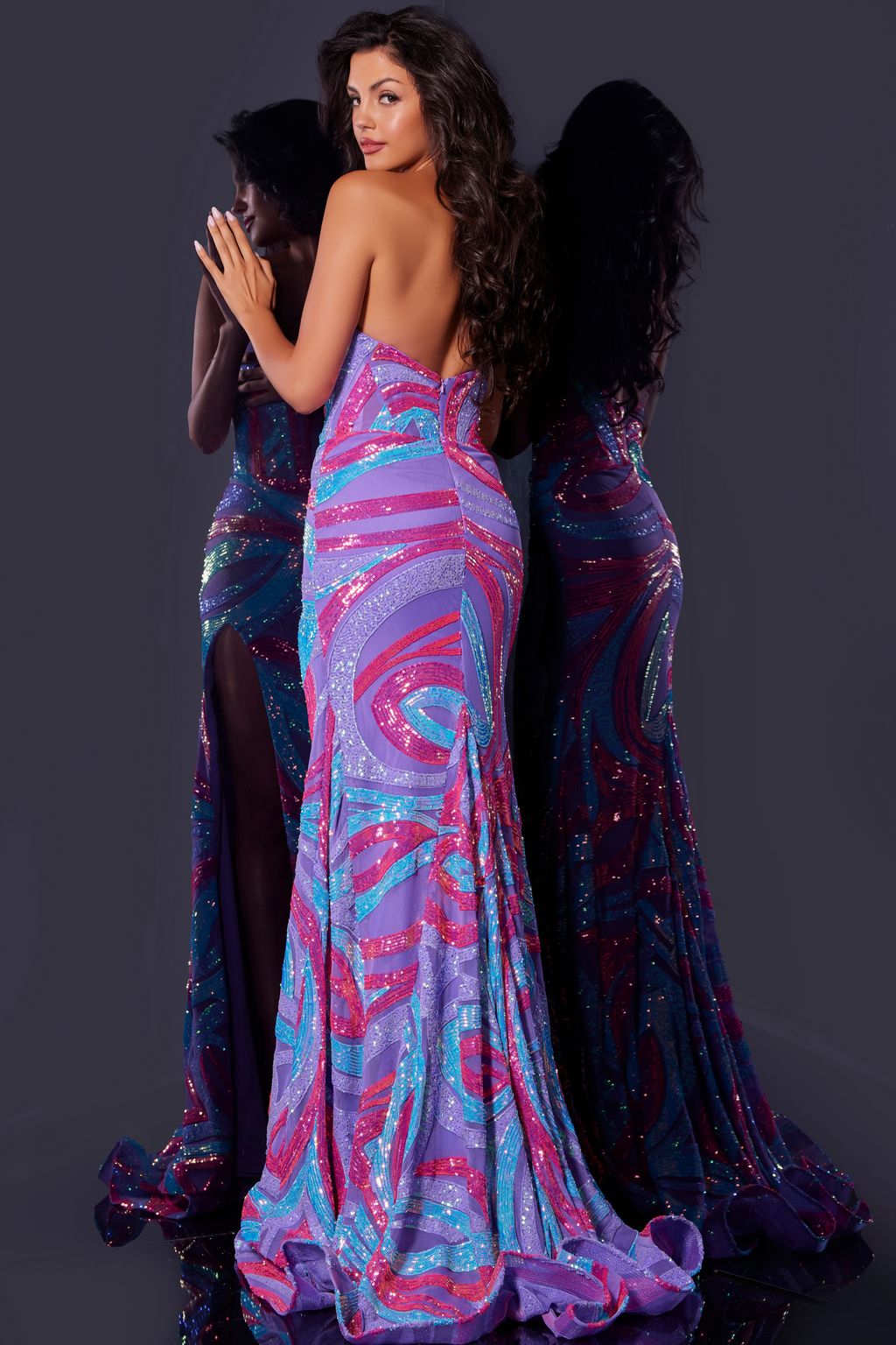 Jovani 43058 Long Formal Beaded Sequin Prom Dress