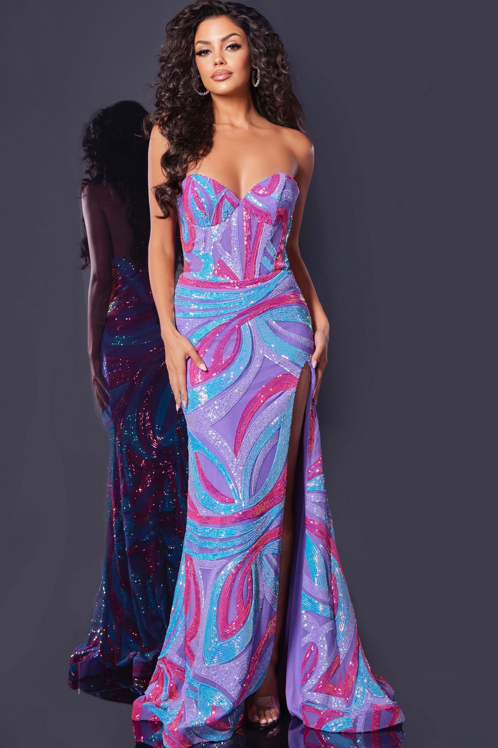Jovani 43058 Long Formal Beaded Sequin Prom Dress
