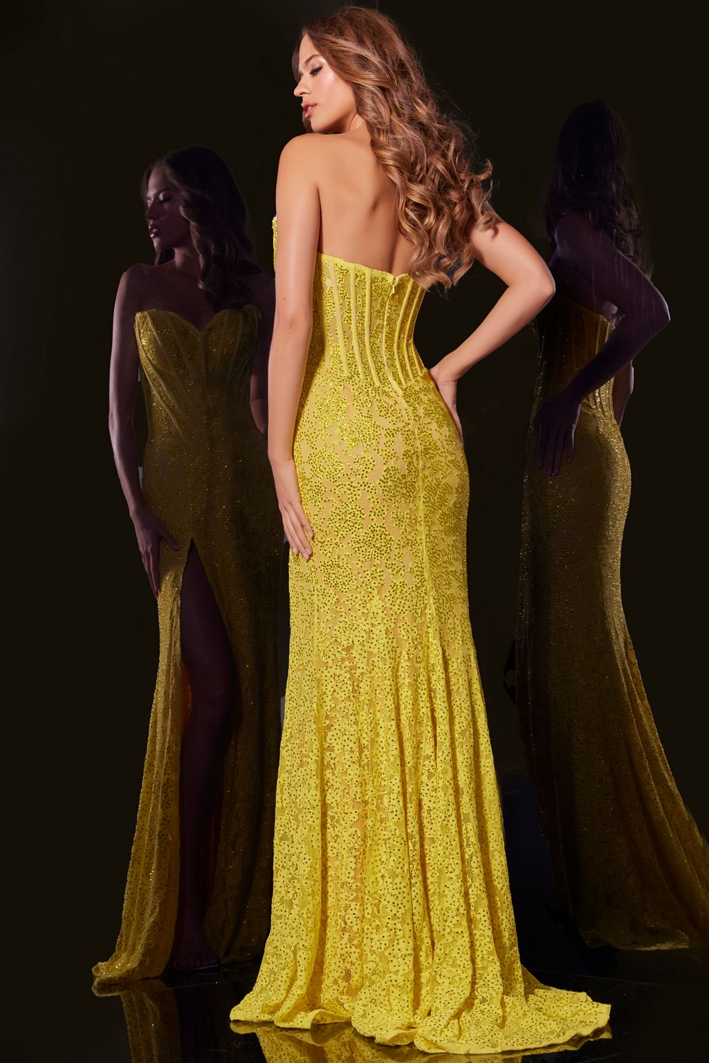 Yellow Jovani 43093 Sequin Long Formal Evening Prom Dress for $738.0