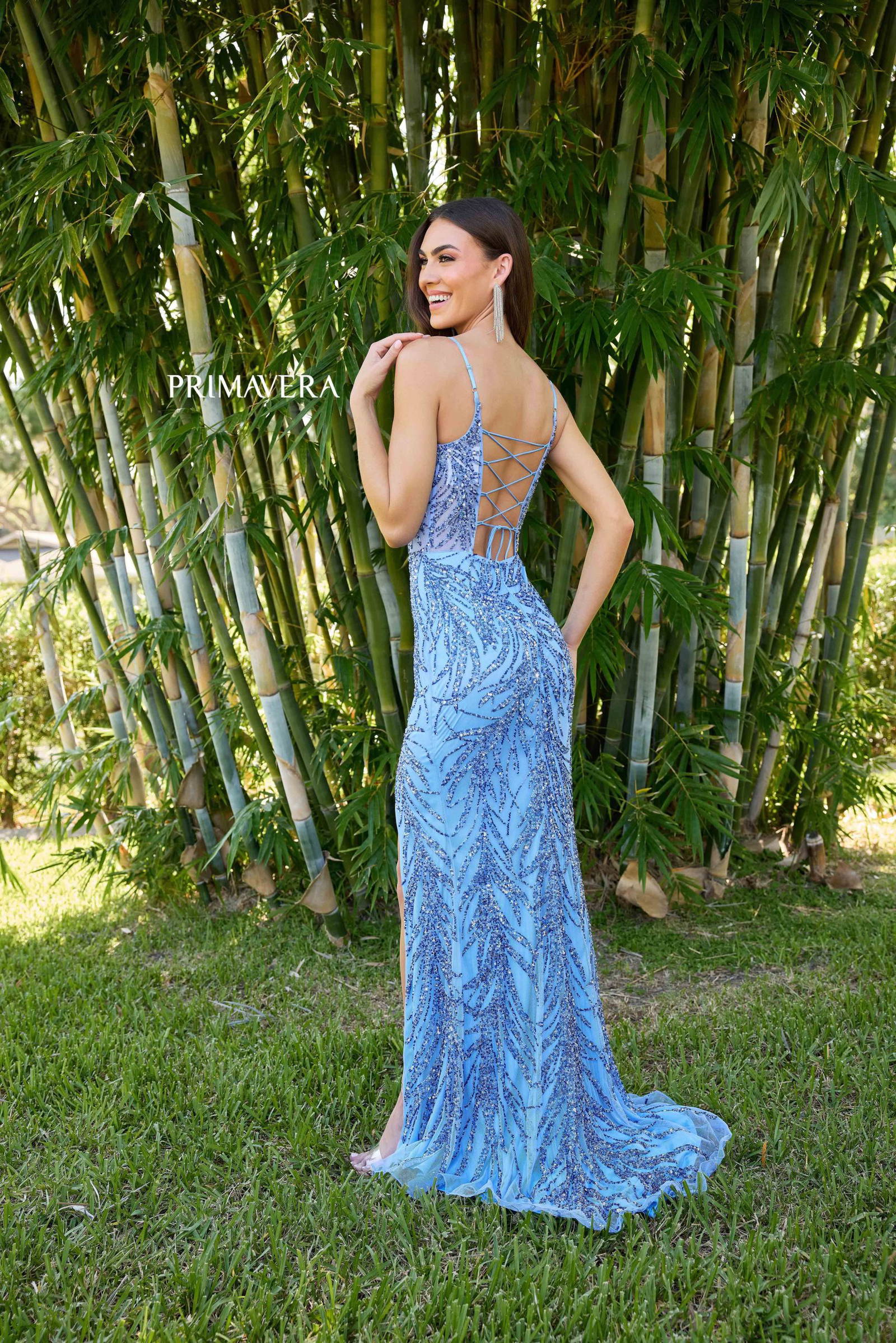 Prom Dresses Long Beaded Formal Prom Fitted Dress Azurre