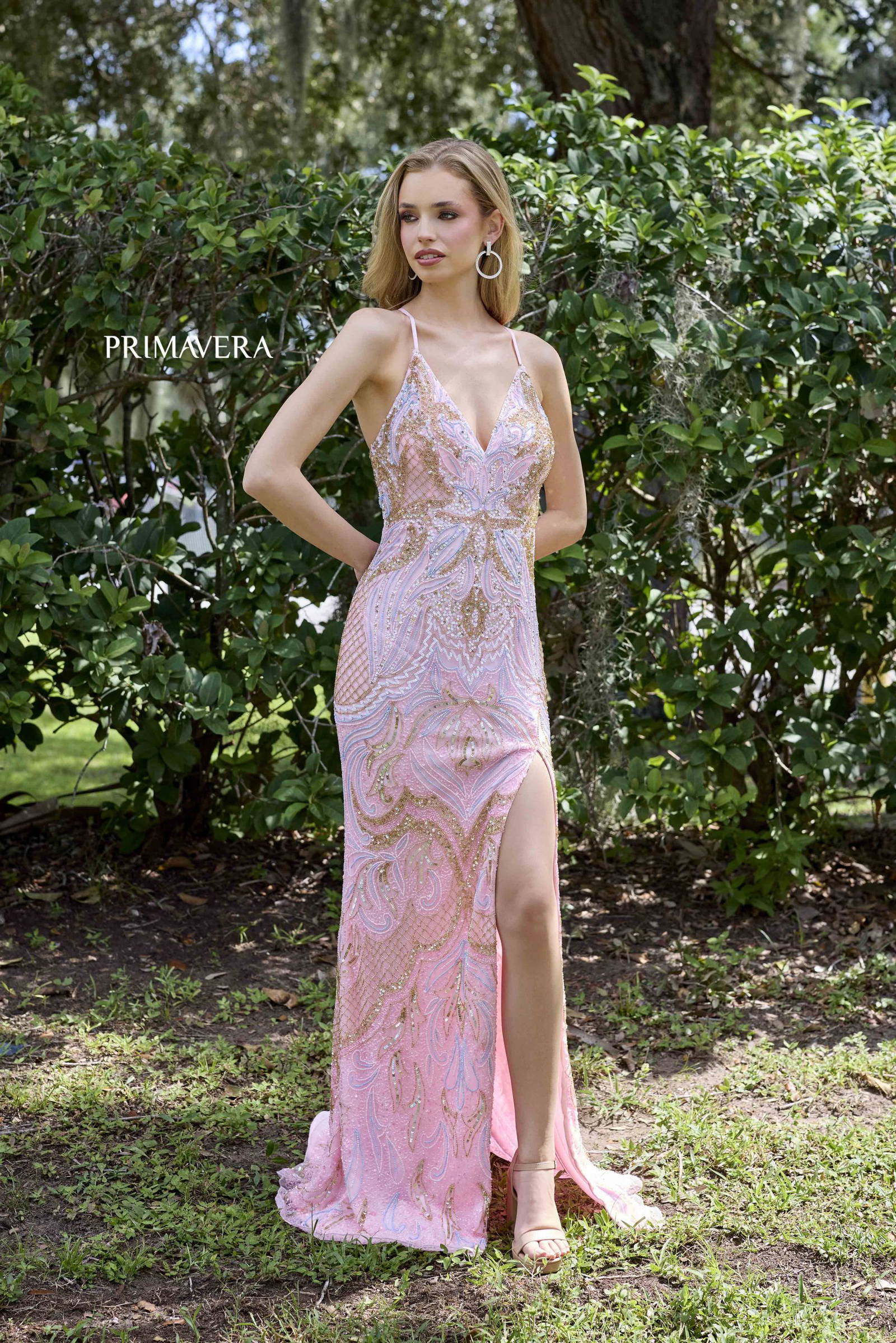 Primavera Couture 4311 Beaded Long Formal Slit Prom Dress