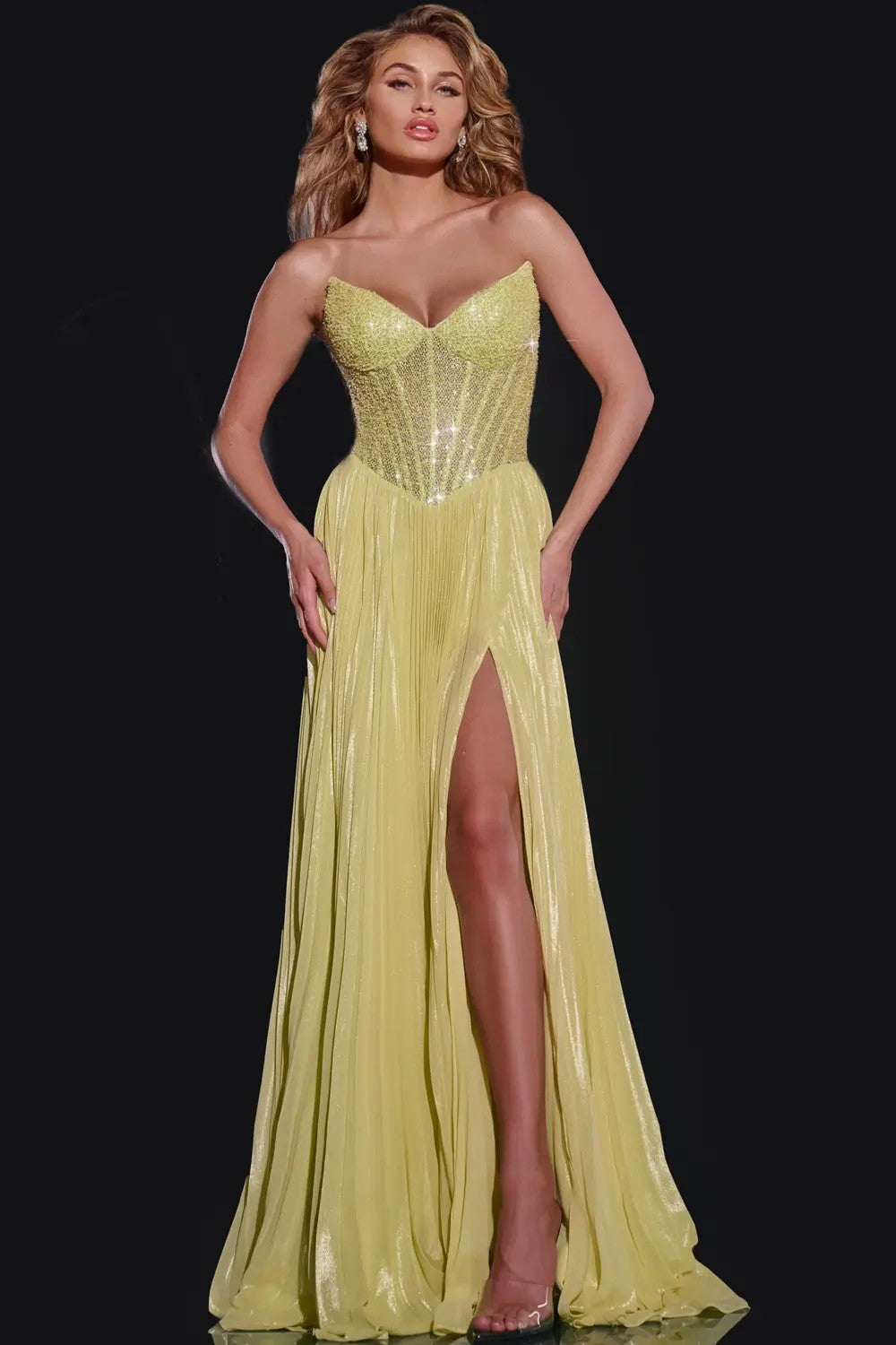 Prom Dresses Pleated Long Formal A Line Prom Dress Light Green