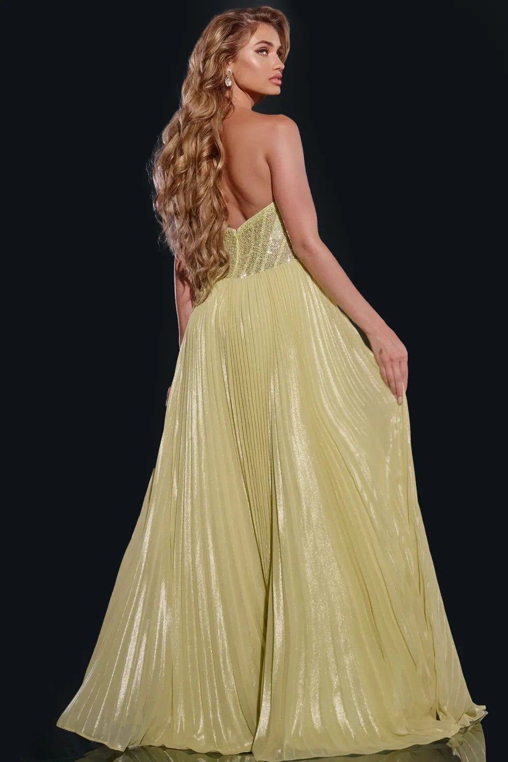 Jovani 43115 Pleated Long Formal A Line Prom Dress