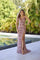 Prom Dresses Long Beaded Formal Prom Floral Dress Antique Rose