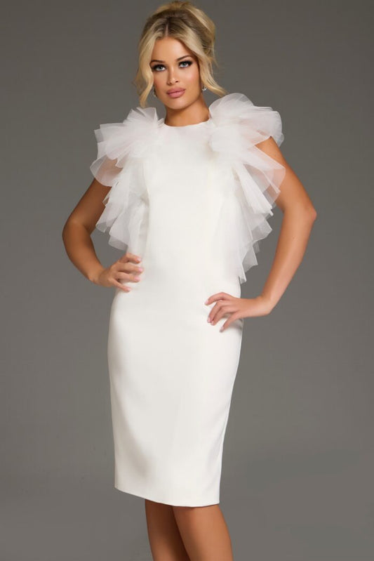Cocktail Dresses Short Fitted Cocktail Dress Off White