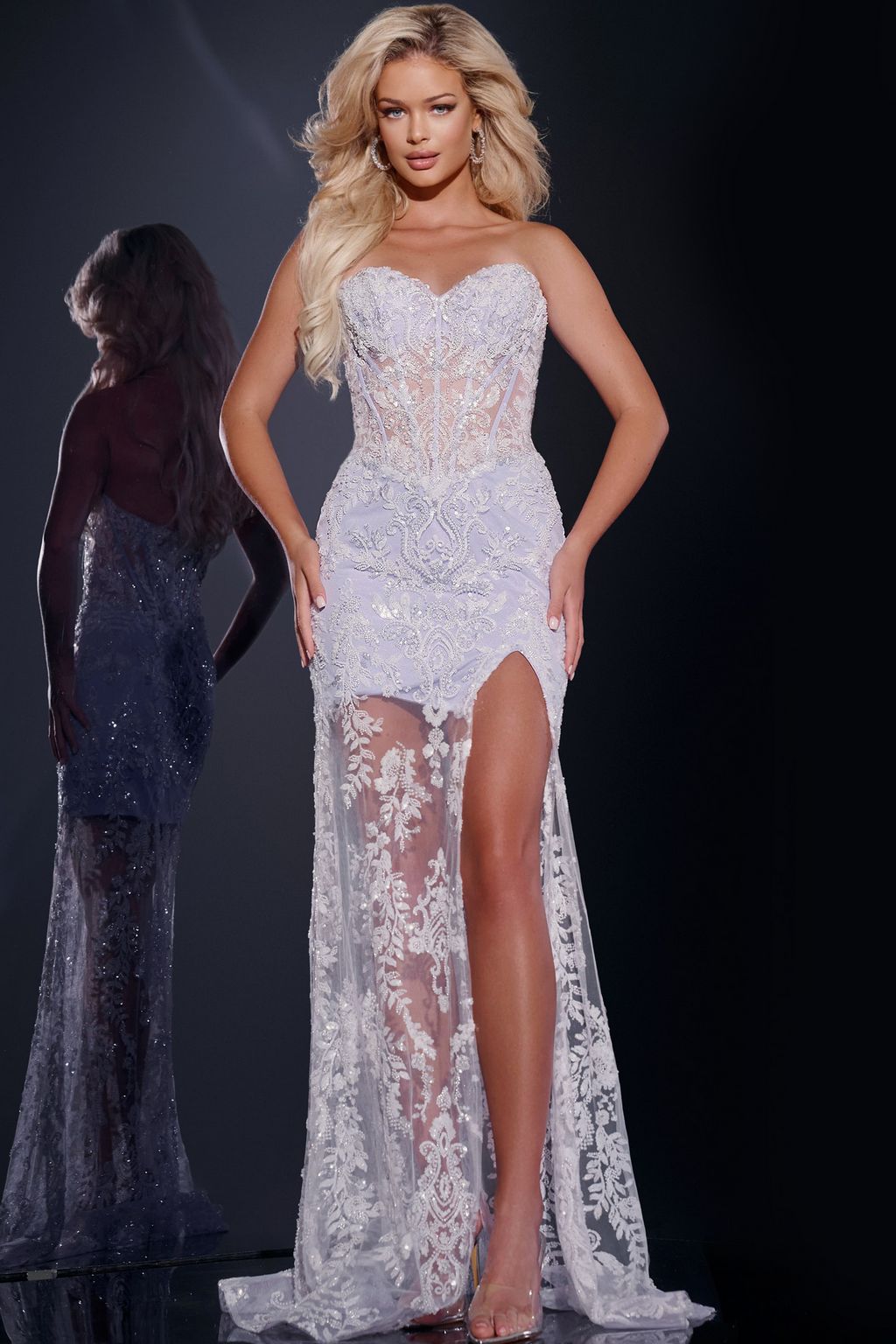 Prom Dresses Long Beaded Lace Gown Formal Prom Dress Lilac
