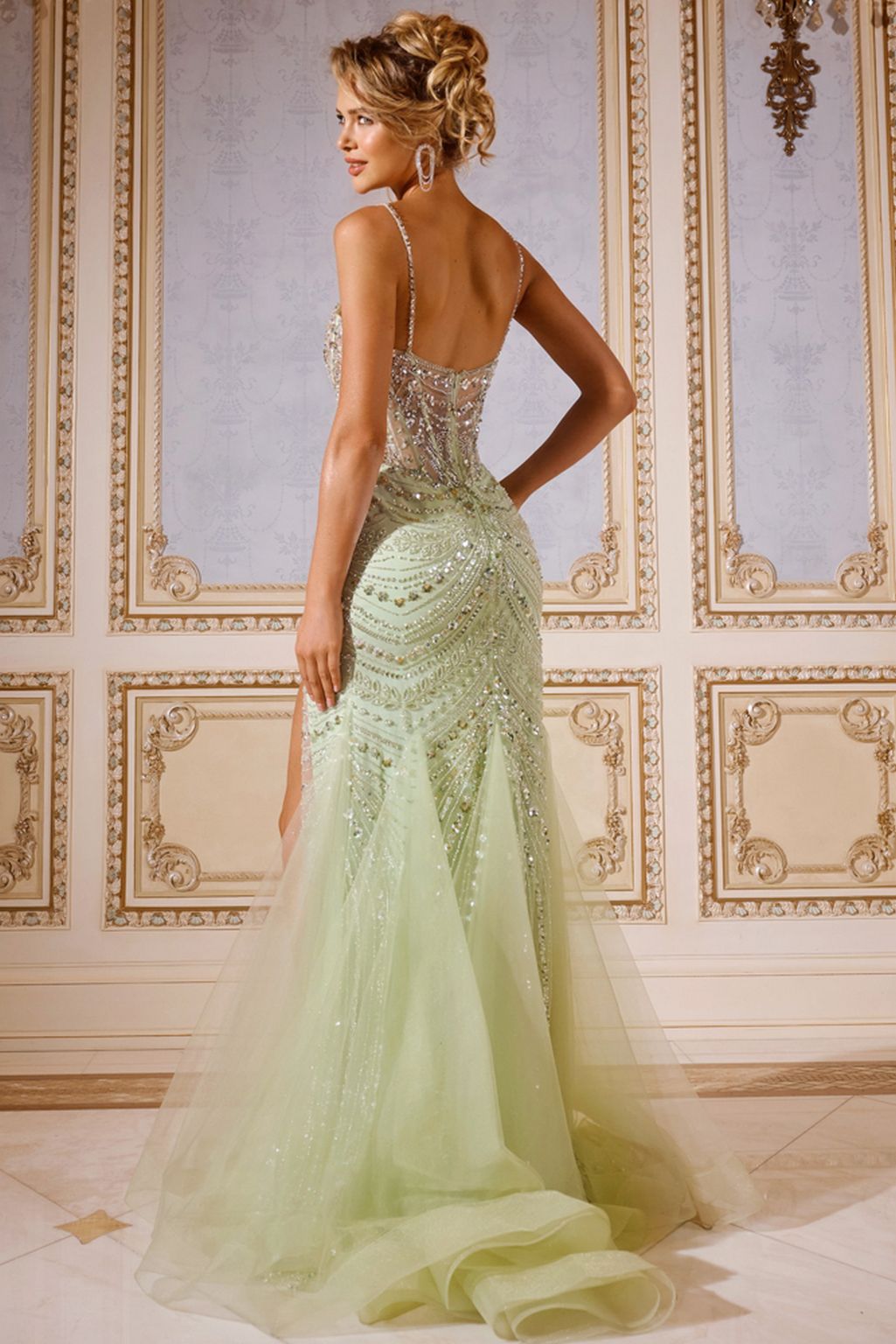 Jovani 43189 Long Formal Beaded Corset Prom Dress - Mint / 00 Jovani 43189 Long Formal Beaded Corset Prom Dress - Mint / 00