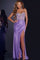 Prom Dresses Fitted Long Thigh Slit Formal Beaded Prom Dress Dark Purple
