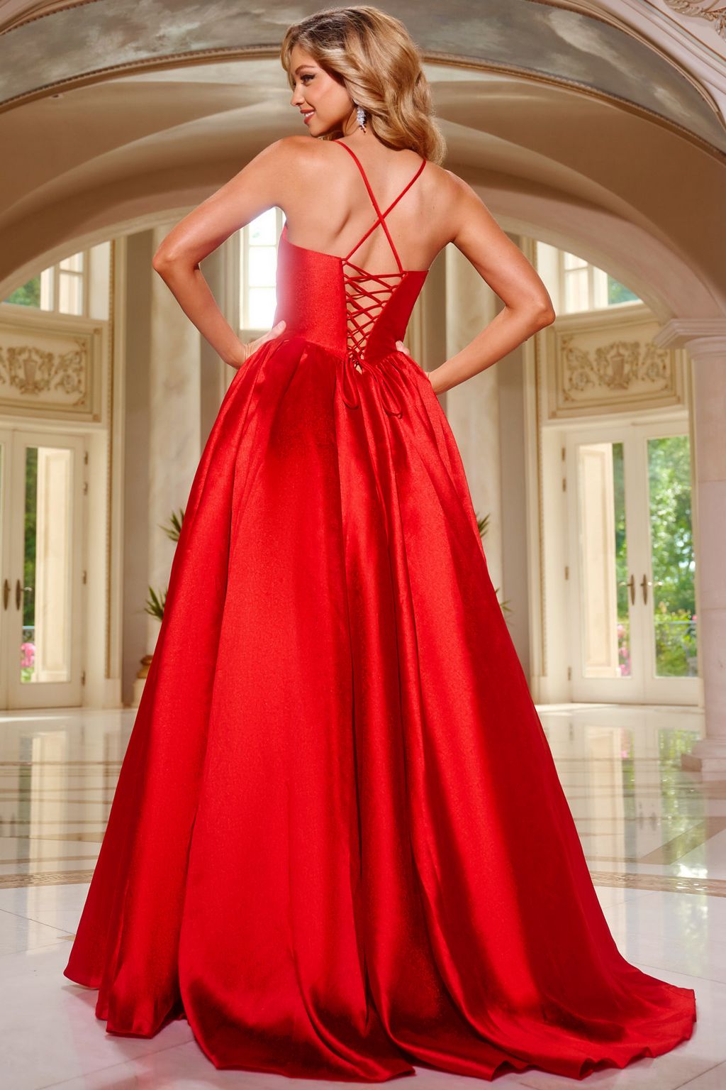 Prom Dresses Long Ball Gown Formal Corset Prom Dress Red