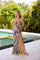 Prom Dresses Fitted Long Formal Slit Sequin Prom Dress Nude
