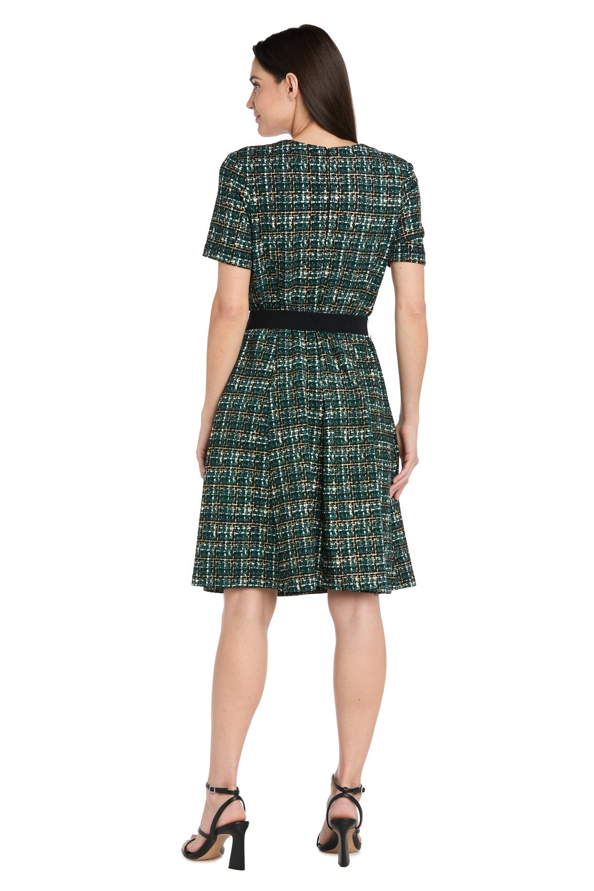 Cocktail Dresses Short A Line Print Cocktail Dress R&M Richards 4320 Green
