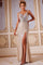 Prom Dresses Beaded Gown Long Fitted Sparkle Prom Dress Platinum