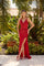 Prom Dresses Fitted Slit Formal Long Prom Dress Red