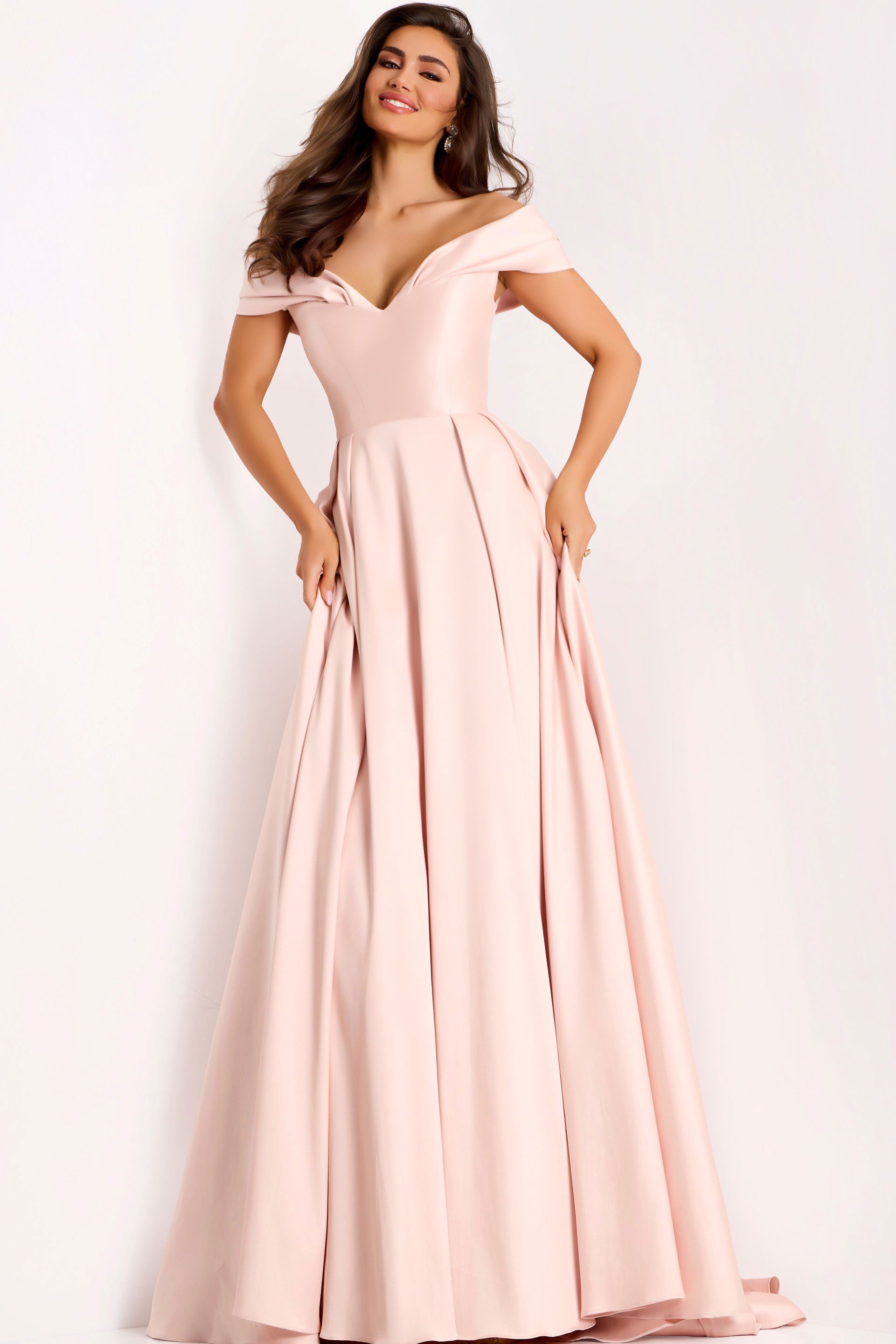 Formal Dresses A Line Long Prom Formal Dress Jovani 43279 Blush