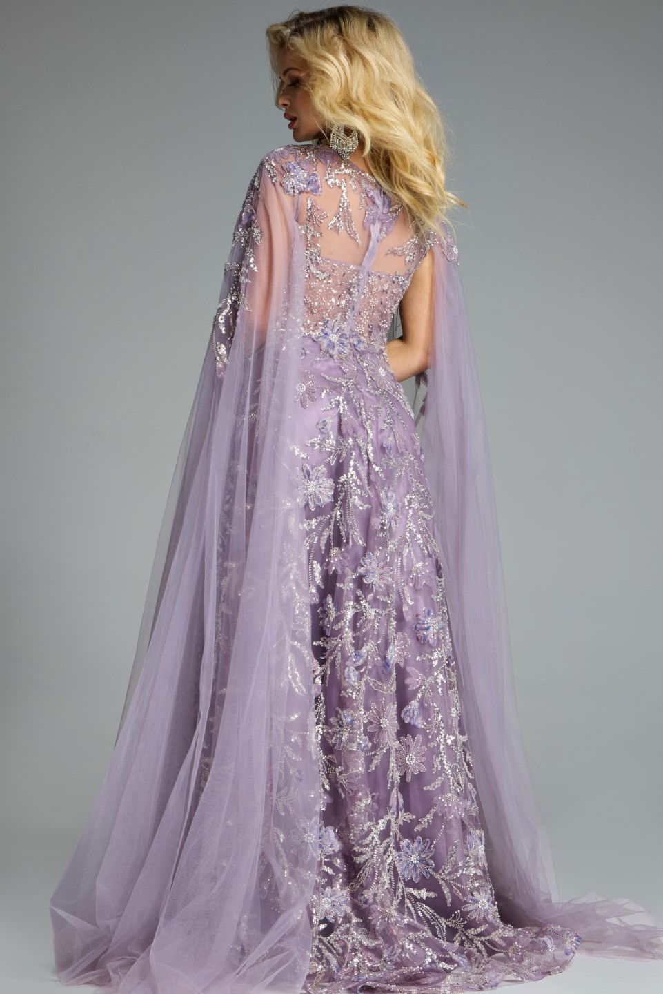 Mother of the Bride Dresses Long Cape Sleeve Formal Mother of the Bride Dress Jovani 43312 Purple